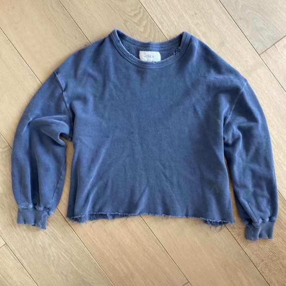 THE GREAT. Tops - The Great. Cropped Sweatshirt Navy Size 1 (small)